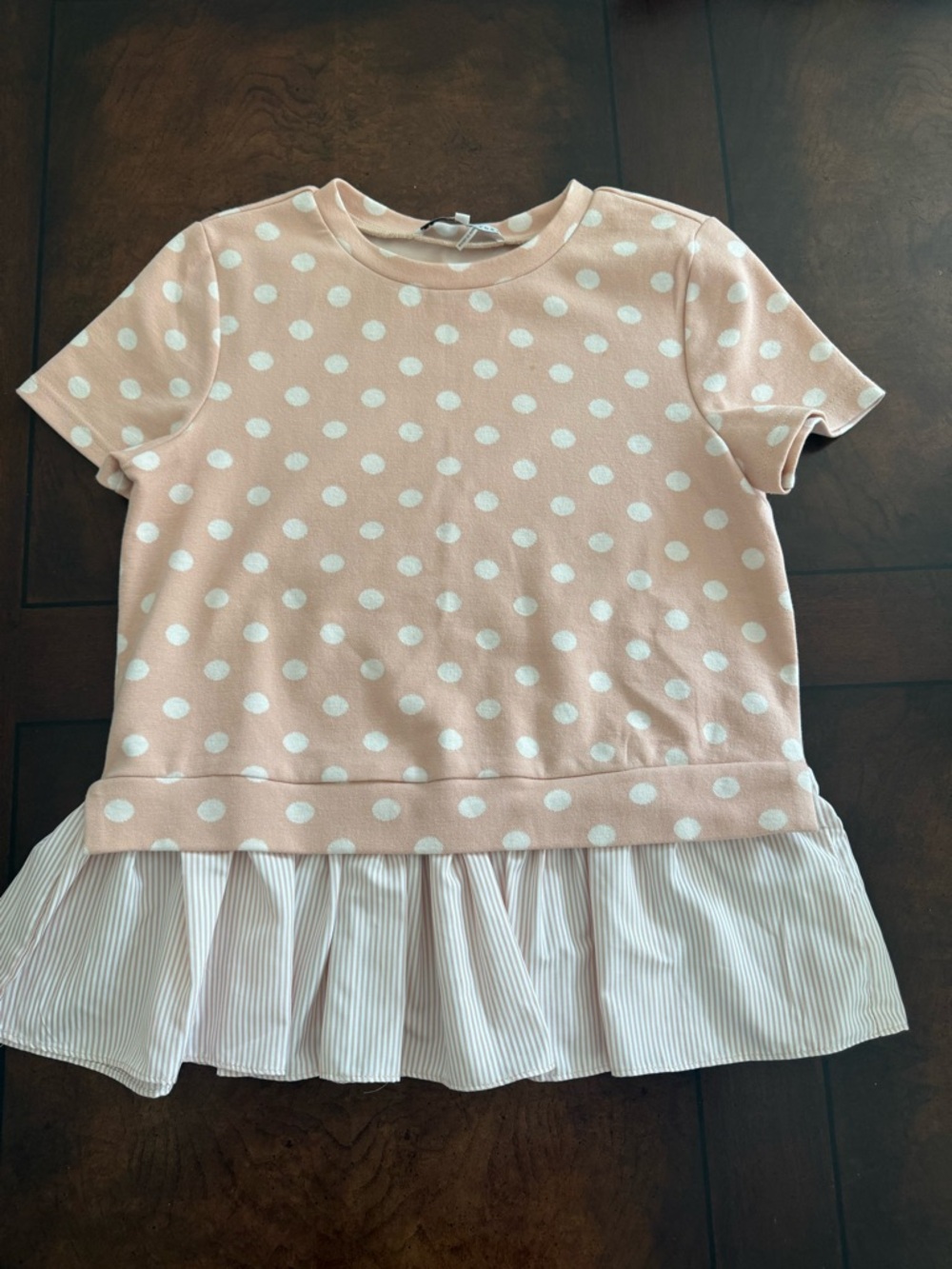 Pink Polka Dot Peplum Top